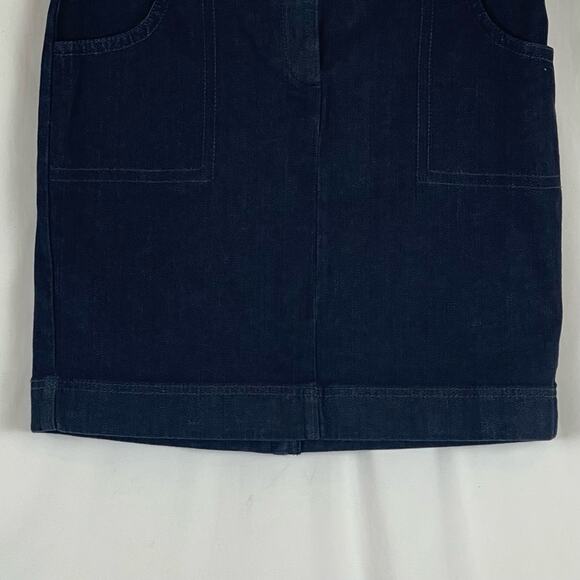 LOFT Blue Denim Cotton Blend Dark Wash Boho Cottage Jean Skirt NWOT Size 4P - Picture 3 of 10